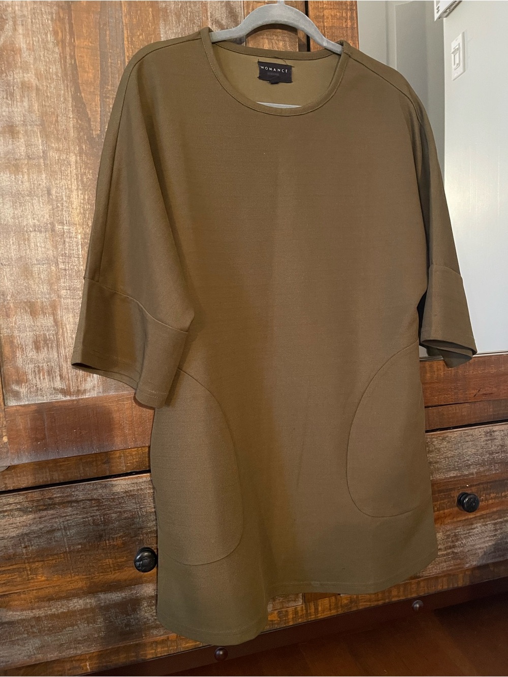 Romance Olive Green Midi Dress with Pockets